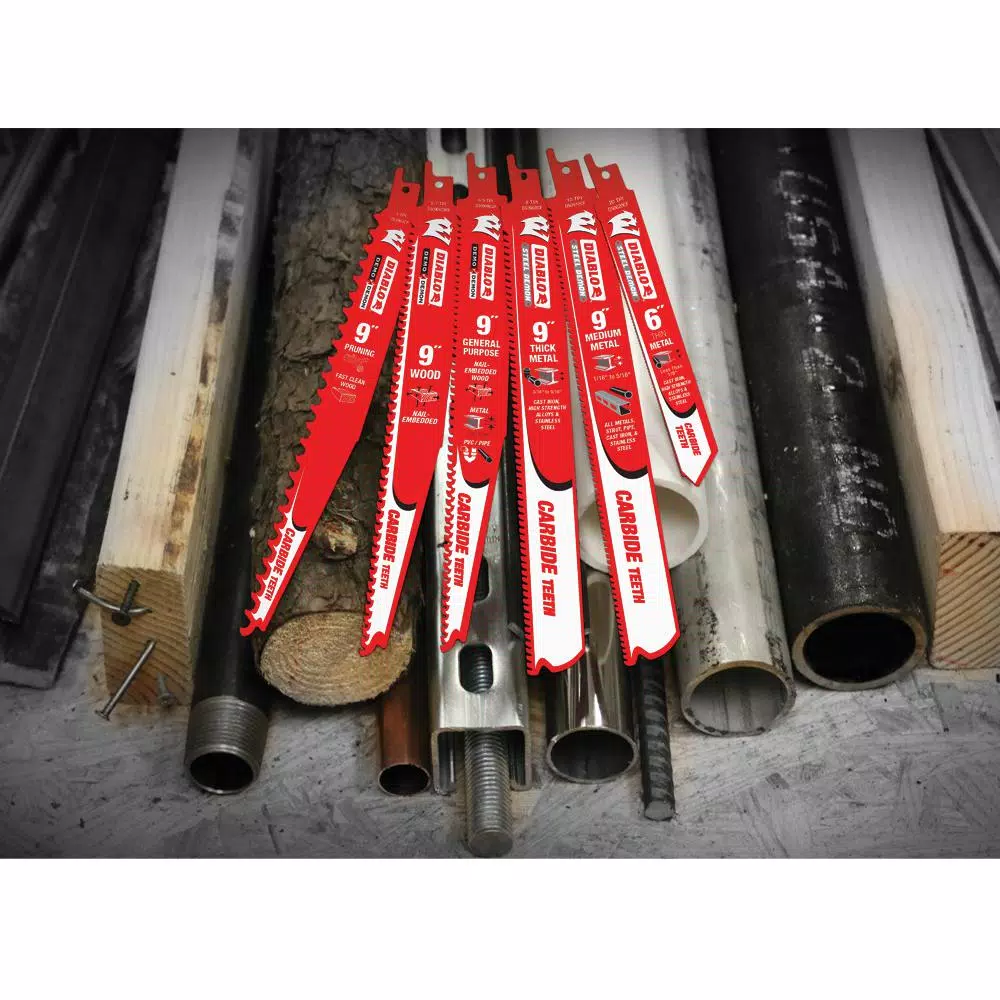 Saw Blades DIABLO 6 In. 6/9 TPI Demo Demon Carbide-Tipped Reciprocating Blade For Nail Embedded Wood 8 Saw Blades DIABLO 6 In. 6/9 TPI Demo Demon Carbide-Tipped Reciprocating Blade For Nail Embedded Wood - Image 6
