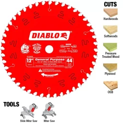 Saw Blades DIABLO 12 In. X 44-Teeth General Purpose Saw Blade (2-Pack) 8 Saw Blades DIABLO 12 In. X 44-Teeth General Purpose Saw Blade (2-Pack) -Deals Power Tool Accessories Store diablo table saw blades miter saw blades d124444vp 40 1000