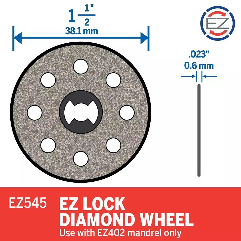 Abrasives Dremel EZ Lock 1-1/2 In. Rotary Tool Diamond Tile Cutting Wheel For Tile And Ceramic Materials 5 Abrasives Dremel EZ Lock 1-1/2 In. Rotary Tool Diamond Tile Cutting Wheel For Tile And Ceramic Materials - Image 3
