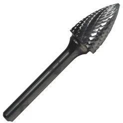 Rotary Tool Accessories Drill America 3/4 In. X 1 In. Tree Pointed End Solid Carbide Burr Rotary File Bit With 1/4 In. Shank