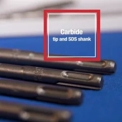 Drill Bits Drill America 1/4 In. – 1/2 In. 5-Piece Carbide Tipped SDS-Plus Masonry Hammer Drill Bit Set -Deals Power Tool Accessories Store drill america specialty drill bits sdsset 76 1000