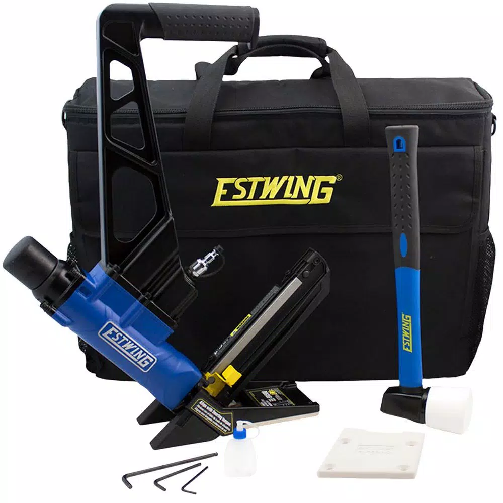 Nail Guns Estwing Pneumatic 2-in-1 15.5-Gauge And 16-Gauge 2 In. Flooring Nailer And Stapler With Bag 3 Nail Guns Estwing Pneumatic 2-in-1 15.5-Gauge And 16-Gauge 2 In. Flooring Nailer And Stapler With Bag