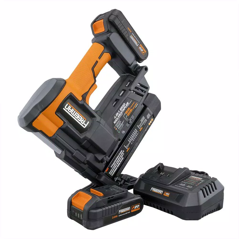 Nail Guns Freeman Cordless 20-Volt 4-in-1 18-Gauge 2 In. Flooring Nailer And Stapler With Lithium-Ion Batteries, Case, And Fasteners 10 Nail Guns Freeman Cordless 20-Volt 4-in-1 18-Gauge 2 In. Flooring Nailer And Stapler With Lithium-Ion Batteries, Case, And Fasteners - Image 8