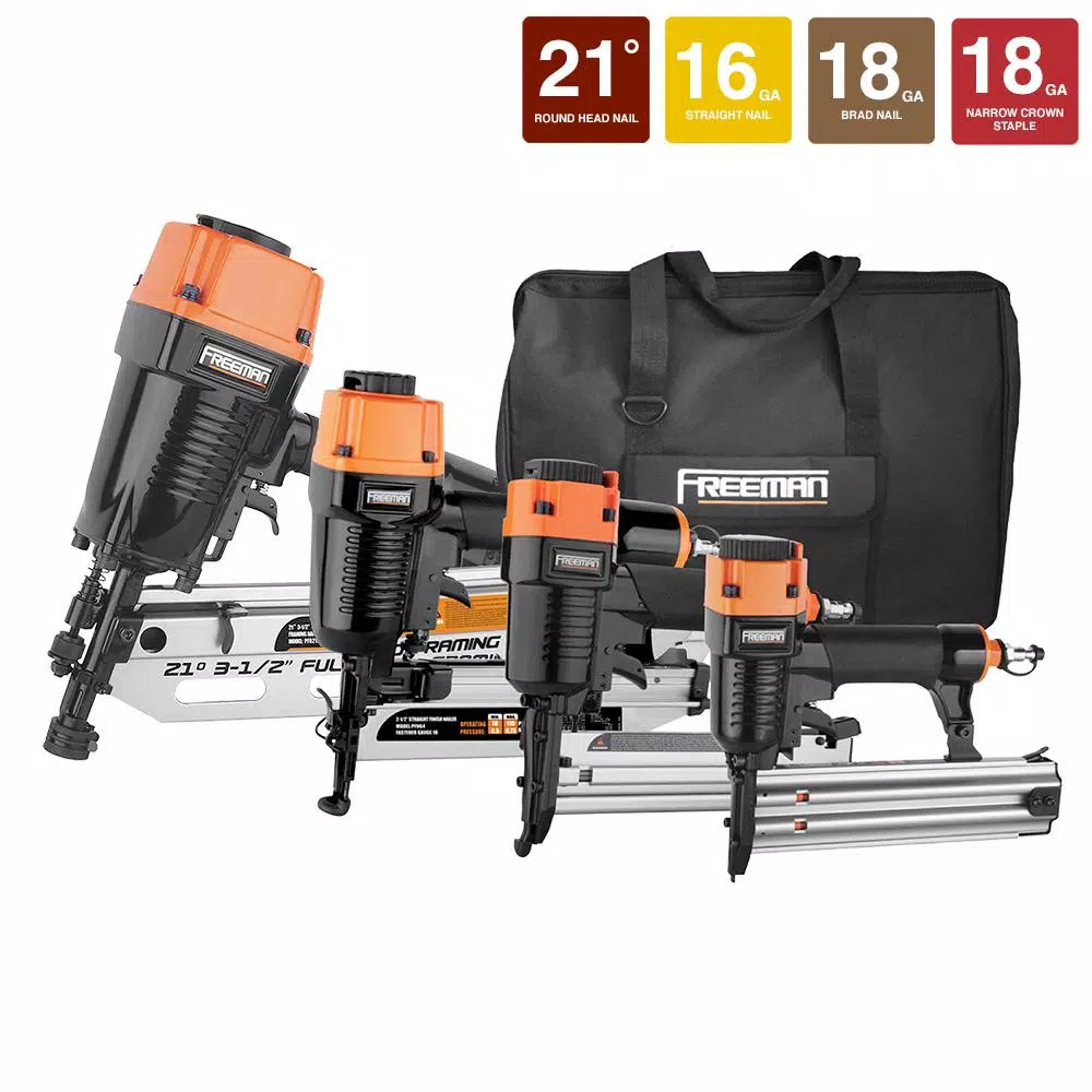 Nail Guns Freeman Pneumatic 21-Degree Framing And Finish Nail Gun Combo Kit With Canvas Bag And Fasteners (4-Piece) 9 Nail Guns Freeman Pneumatic 21-Degree Framing And Finish Nail Gun Combo Kit With Canvas Bag And Fasteners (4-Piece) - Image 7