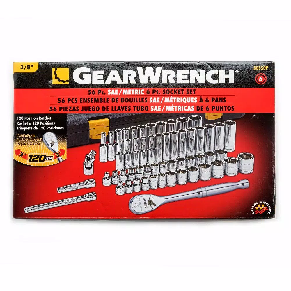 Hand Tool Sets GEARWRENCH 3/8 In. 120XP SAE/Metric Standard And Deep Mechanics Tool Set (56 PC.) 9 Hand Tool Sets GEARWRENCH 3/8 In. 120XP SAE/Metric Standard And Deep Mechanics Tool Set (56 PC.) - Image 7