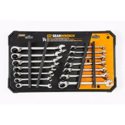 Hand Tool Sets GEARWRENCH 12-Point SAE/Metric Reversible Ratcheting Combination Wrench Set (14-Piece) -Deals Power Tool Accessories Store gearwrench ratcheting wrenches 85142 1d 1000
