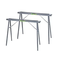 Tool Stands Genesis Metal Folding Sawhorse Kit With Non-Marring Padded Surface, Carrying Handle And 800 Lbs. Capacity (2-Pack)