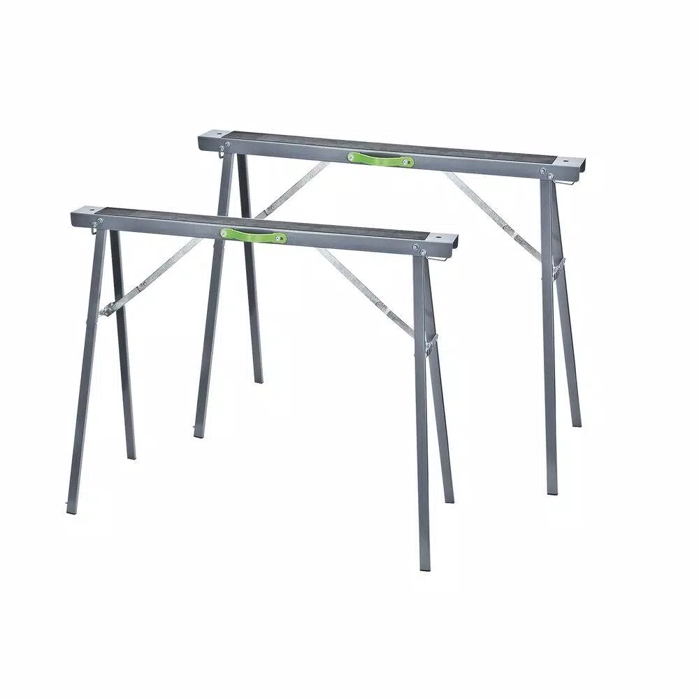 Tool Stands Genesis Metal Folding Sawhorse Kit With Non-Marring Padded Surface, Carrying Handle And 800 Lbs. Capacity (2-Pack) 3 Tool Stands Genesis Metal Folding Sawhorse Kit With Non-Marring Padded Surface, Carrying Handle And 800 Lbs. Capacity (2-Pack)