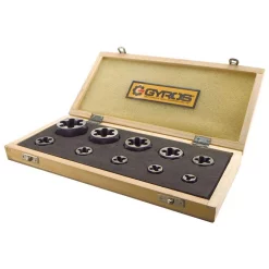 Taps & Dies Gyros 1/4 In. – 1 In. NC Carbon Steel Hex Rethreading Die Set (10-Piece)