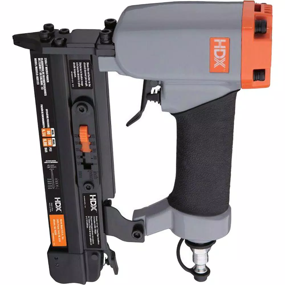 Nail Guns HDX Pneumatic 23-Gauge 1 In. Micro Pin Nailer 3 Nail Guns HDX Pneumatic 23-Gauge 1 In. Micro Pin Nailer
