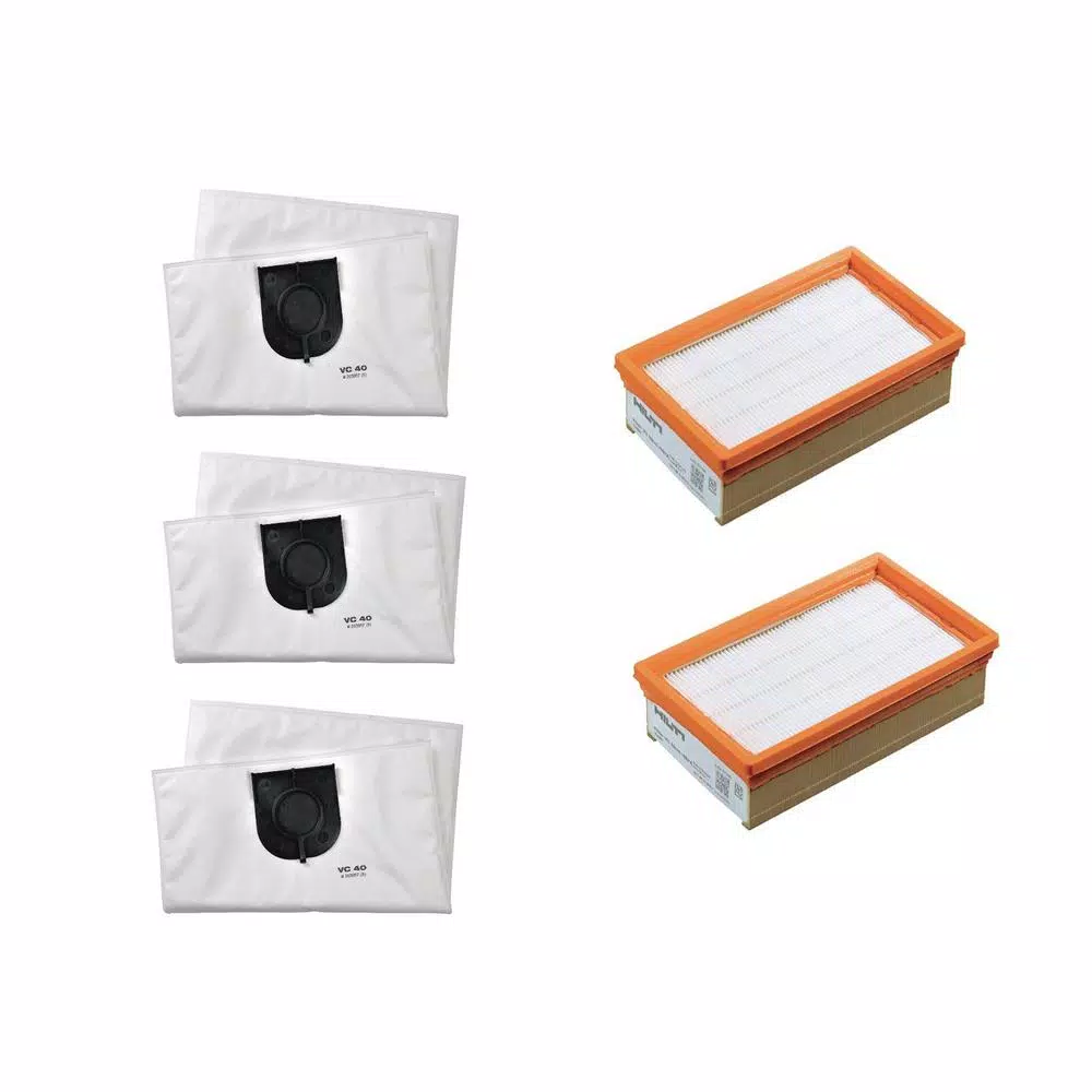 Specialty Power Tool Accessories Hilti HEPA Wet/Dry Maintenance Pack For VC 150-10 Vacuum With HEPA Filter And Fleece Bag Replacements (17-Pieces) 3 Specialty Power Tool Accessories Hilti HEPA Wet/Dry Maintenance Pack For VC 150-10 Vacuum With HEPA Filter And Fleece Bag Replacements (17-Pieces)