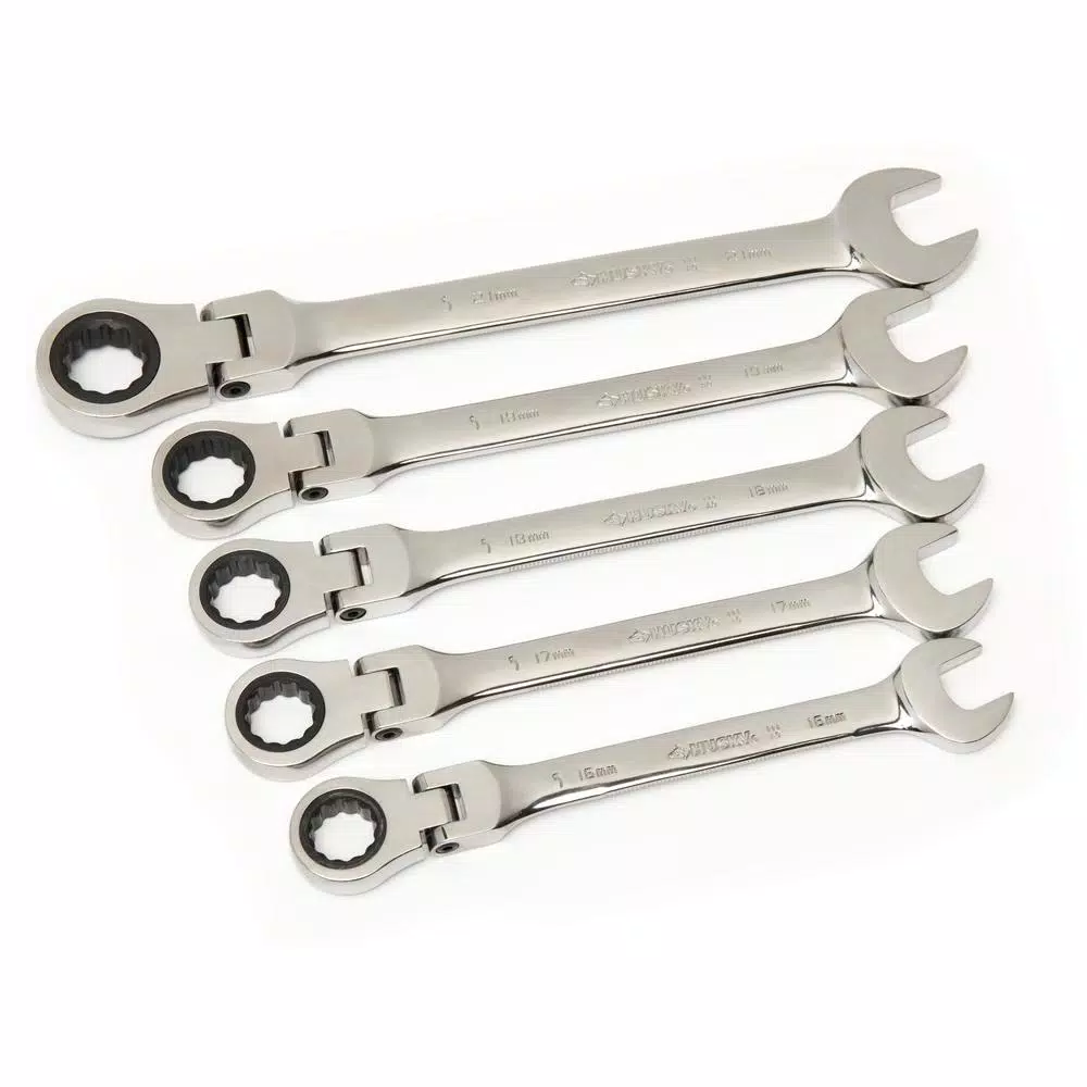 Hand Tool Sets Husky Large Metric Flex Head Ratcheting Wrench Set (5-Piece) 7 Hand Tool Sets Husky Large Metric Flex Head Ratcheting Wrench Set (5-Piece) - Image 5