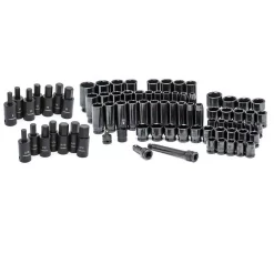 Hand Tool Sets Husky 1/2 In. Drive Master Impact And Hex Bit Socket Set (78-Piece)