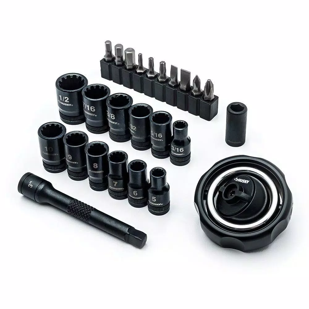 Hand Tool Sets Husky 1/4 In. Drive Gimbal Ratchet And Universal Socket Set (25-Piece) 3 Hand Tool Sets Husky 1/4 In. Drive Gimbal Ratchet And Universal Socket Set (25-Piece)