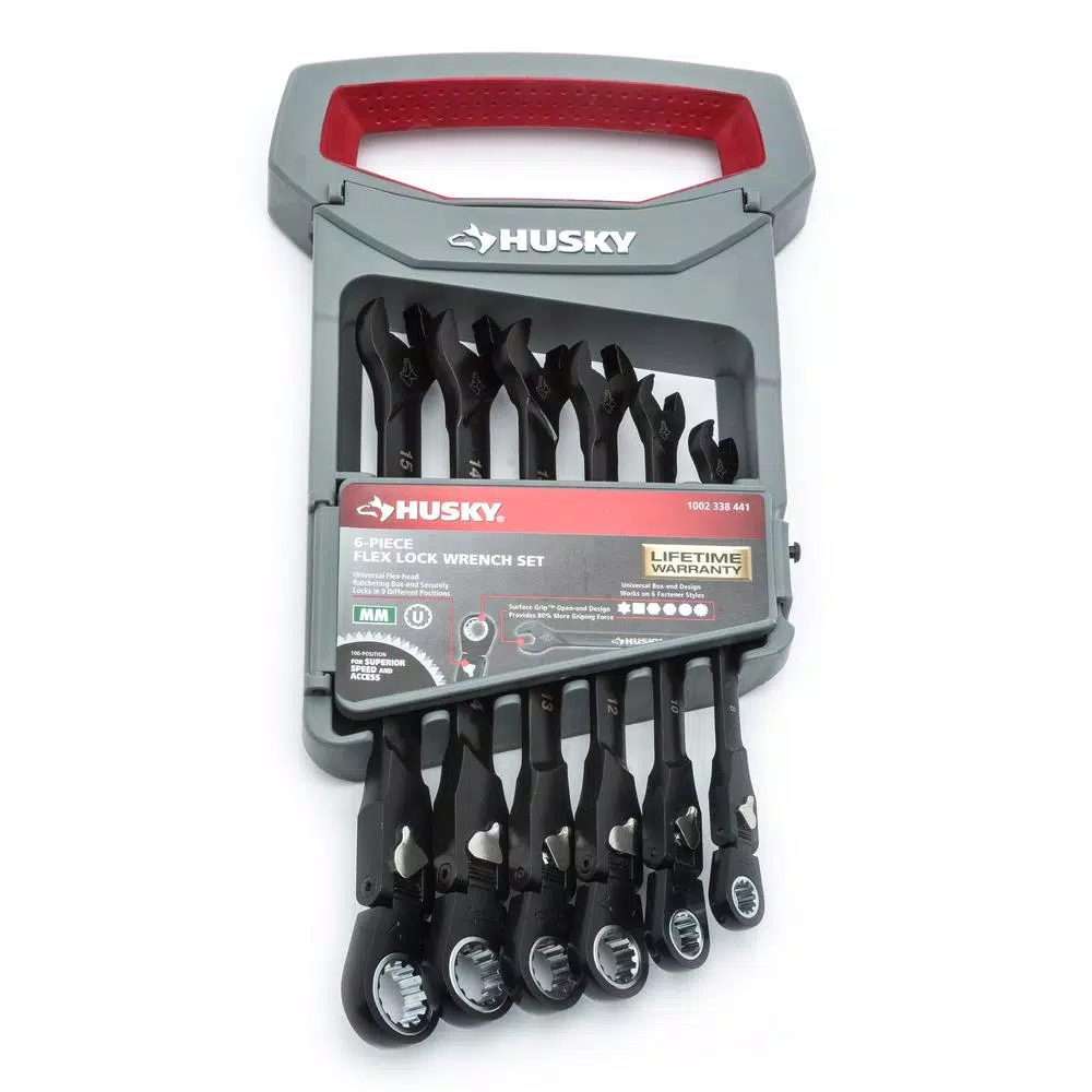 Hand Tool Sets Husky 100-Position Flex-Head Ratcheting Wrench Set Metric (6-Piece) 4 Hand Tool Sets Husky 100-Position Flex-Head Ratcheting Wrench Set Metric (6-Piece) - Image 2