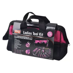 Hand Tool Sets KING Complete Home Pink Tool Kit With Bag (24-Piece)
