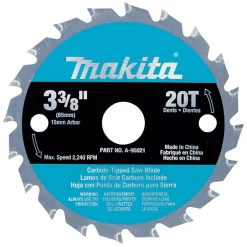 Saw Blades Makita 3-3/8 In. 20-Teeth Carbide-Tipped Circular Saw Blade For SH01W