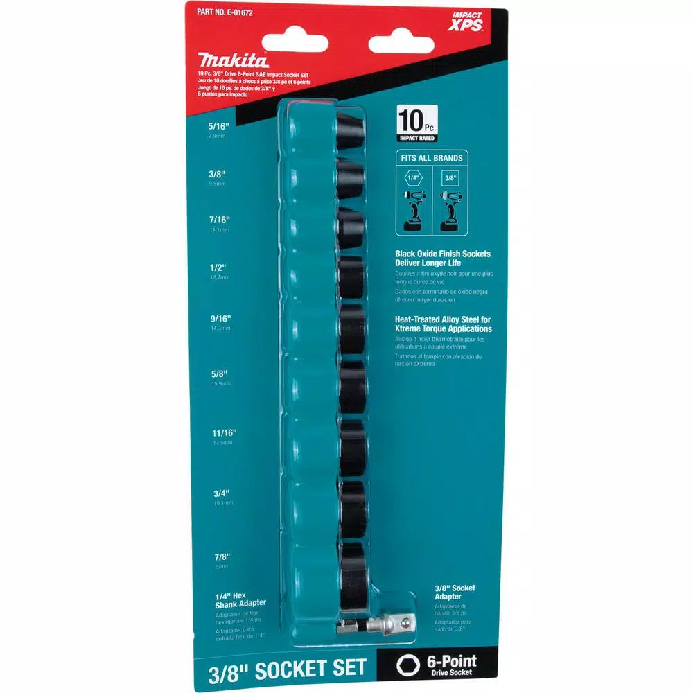 Hand Tool Sets Makita IMPACT XPS Socket Set SAE With Standard SA (10-Piece) 6 Hand Tool Sets Makita IMPACT XPS Socket Set SAE With Standard SA (10-Piece) - Image 4