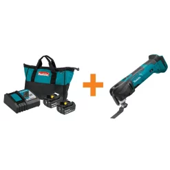 Power Tool Batteries Makita 18-Volt LXT 4.0 Ah Battery And Rapid Optimum Charger Starter Pack With Bonus 18-Volt LXT Cordless Multi-Tool (Tool-Only)
