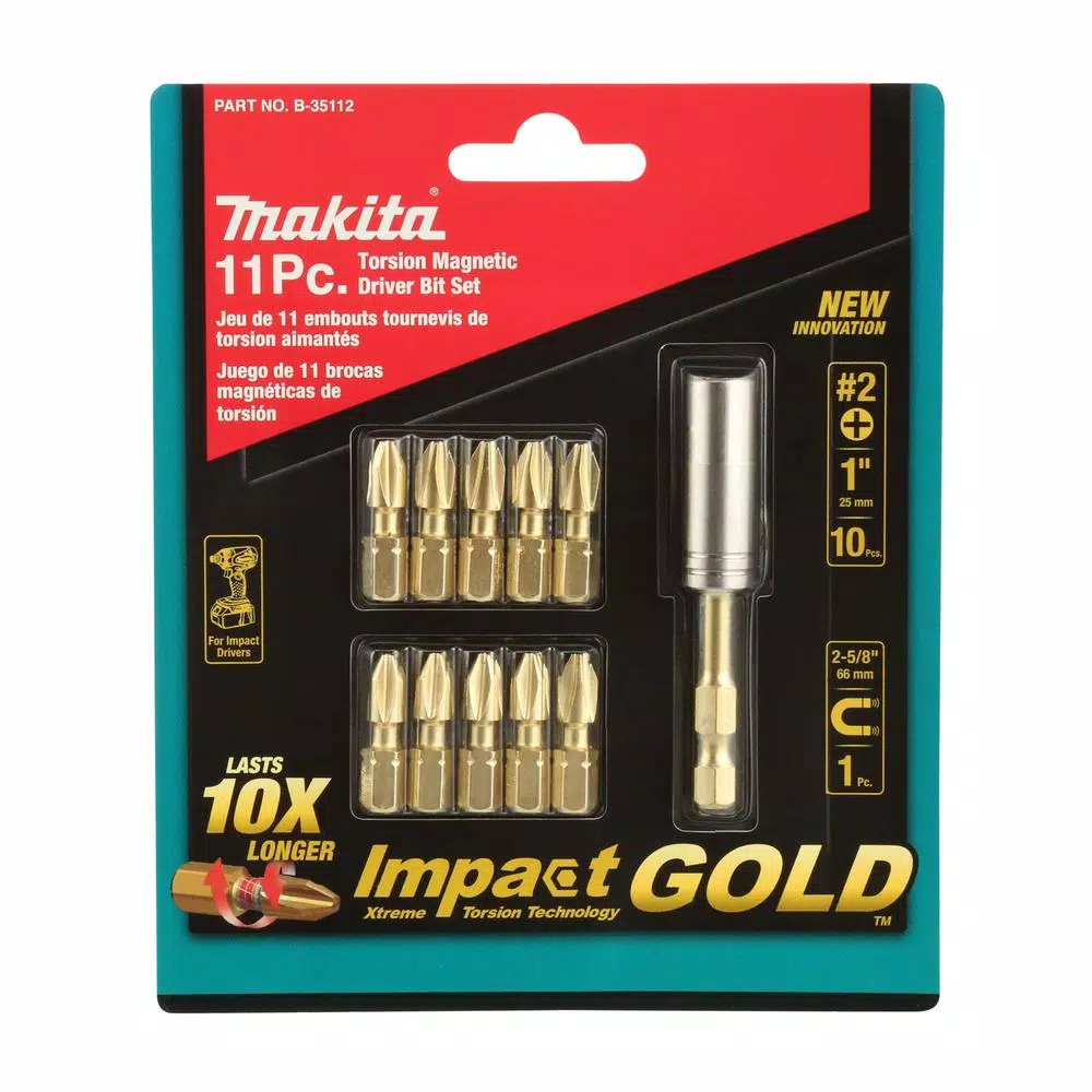 Drill Bits Makita Impact GOLD Torsion Magnetic Steel Insert Bit Set (11-Piece) 4 Drill Bits Makita Impact GOLD Torsion Magnetic Steel Insert Bit Set (11-Piece) - Image 2
