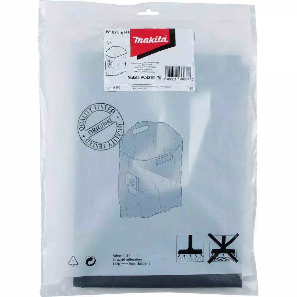 Specialty Power Tool Accessories Makita Plastic Disposal Bag (5/Pack), VC4210 4 Specialty Power Tool Accessories Makita Plastic Disposal Bag (5/Pack), VC4210 - Image 2