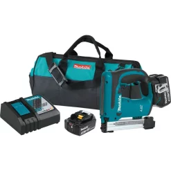 Fastening Tools Makita 18-Volt 5.0Ah Lithium-Ion Brushless 3/8 In. Crown Stapler Kit
