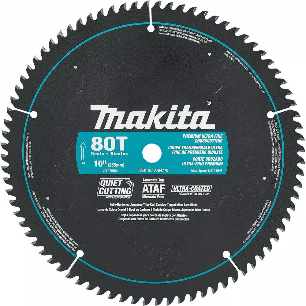 Saw Blades Makita 10 In. X 5/8 In. Ultra-Coated 80-Teeth Miter Saw Blade 3 Saw Blades Makita 10 In. X 5/8 In. Ultra-Coated 80-Teeth Miter Saw Blade