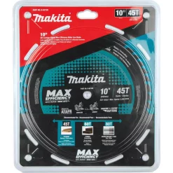 Saw Blades Makita 10 In. 45T Carbide-Tipped Max Efficiency Miter Saw Blade -Deals Power Tool Accessories Store makita table saw blades miter saw blades b 62103 1f 1000