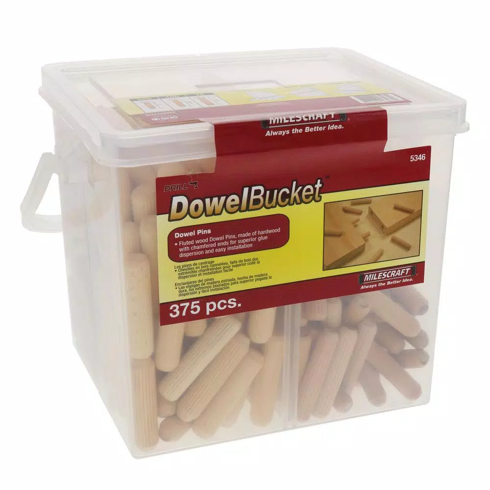 Specialty Power Tool Accessories Milescraft Dowel Bucket Fluted Hardwood Dowel Pins (375-Pieces) 3 Specialty Power Tool Accessories Milescraft Dowel Bucket Fluted Hardwood Dowel Pins (375-Pieces)