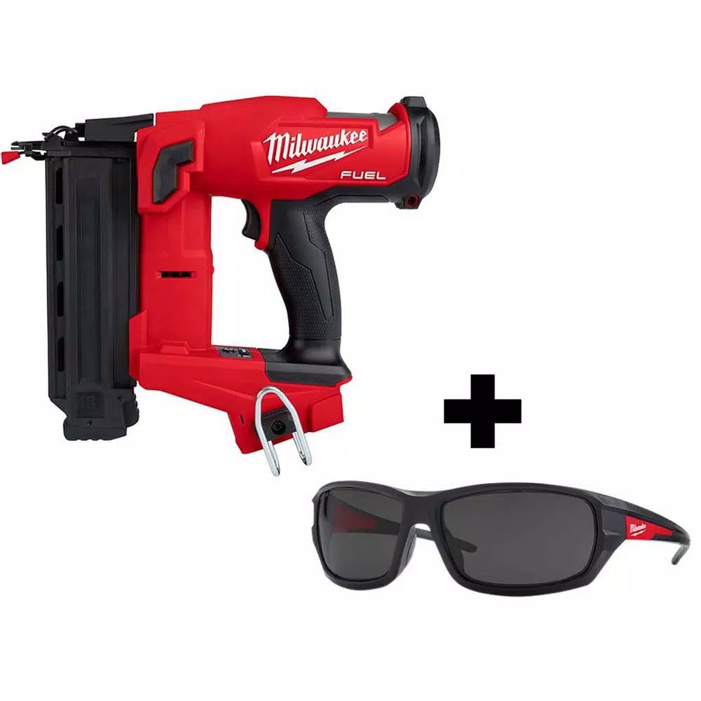 Nail Guns Milwaukee M18 FUEL 18-Volt 18-Gauge Lithium-Ion Brushless Cordless Gen II Brad Nailer And Tinted Performance Safety Glasses 3 Nail Guns Milwaukee M18 FUEL 18-Volt 18-Gauge Lithium-Ion Brushless Cordless Gen II Brad Nailer And Tinted Performance Safety Glasses
