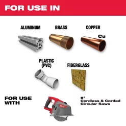 Saw Blades Milwaukee 8 In. X 58 Carbide Teeth Aluminum Cutting Circular Saw Blade -Deals Power Tool Accessories Store milwaukee circular saw blades 48 40 4345 e1 1000