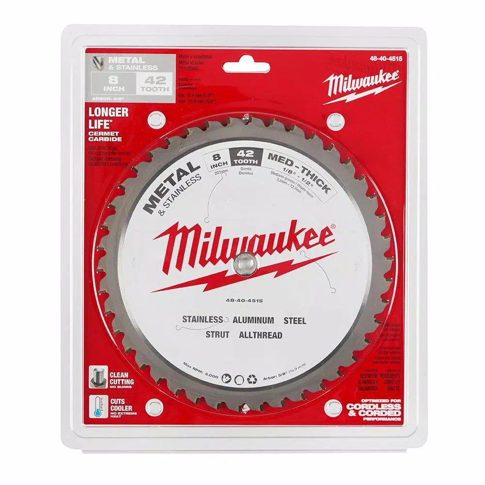 Saw Blades Milwaukee 8 In. X 42 Carbide Teeth Metal & Stainless Cutting Circular Saw Blade 7 Saw Blades Milwaukee 8 In. X 42 Carbide Teeth Metal & Stainless Cutting Circular Saw Blade - Image 5