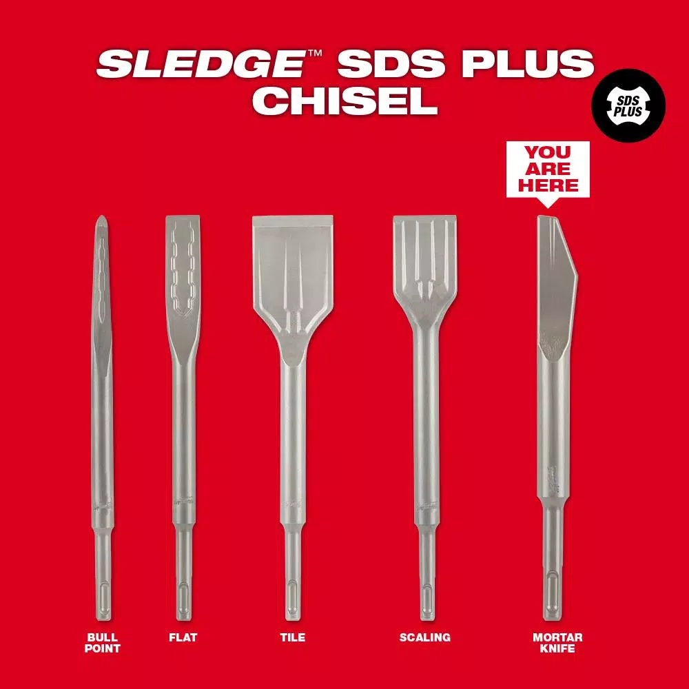 Drill Attachments Milwaukee 1/4 In. X 8 In. SDS-Plus SLEDGE Steel Sledge Mortar Knife Chisel Bit 7 Drill Attachments Milwaukee 1/4 In. X 8 In. SDS-Plus SLEDGE Steel Sledge Mortar Knife Chisel Bit - Image 5