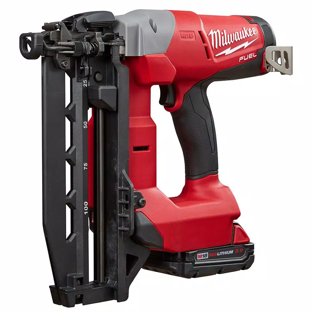 Nail Guns Milwaukee M18 FUEL 18-Volt Lithium-Ion Brushless 16-Gauge Cordless Straight Finish Nailer Kit W/One 2.0 Ah Battery, Charger & Bag 6 Nail Guns Milwaukee M18 FUEL 18-Volt Lithium-Ion Brushless 16-Gauge Cordless Straight Finish Nailer Kit W/One 2.0 Ah Battery, Charger & Bag - Image 4