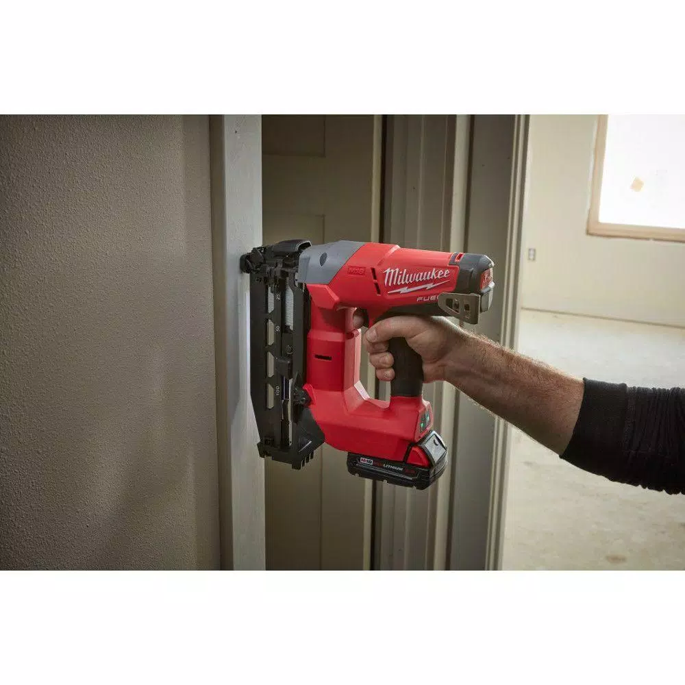 Nail Guns Milwaukee M18 FUEL 18-Volt Lithium-Ion Brushless 16-Gauge Cordless Straight Finish Nailer Kit W/One 2.0 Ah Battery, Charger & Bag 7 Nail Guns Milwaukee M18 FUEL 18-Volt Lithium-Ion Brushless 16-Gauge Cordless Straight Finish Nailer Kit W/One 2.0 Ah Battery, Charger & Bag - Image 5