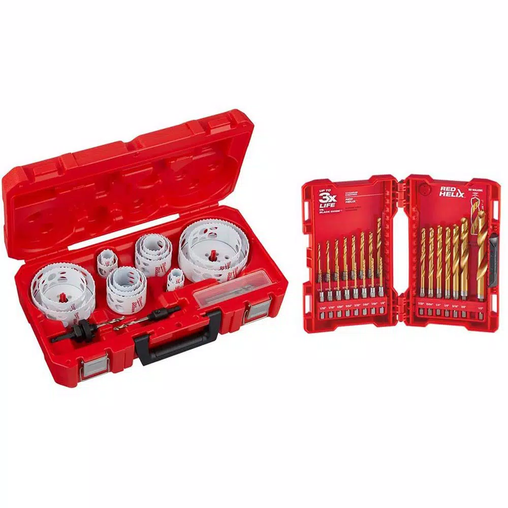 Drill Bits Milwaukee Hole Dozer Electricians Bi-Metal Hole Saw Set With SHOCKWAVE IMPACT DUTY Titanium Drill Bit Set (42-Piece) 3 Drill Bits Milwaukee Hole Dozer Electricians Bi-Metal Hole Saw Set With SHOCKWAVE IMPACT DUTY Titanium Drill Bit Set (42-Piece)