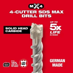 Drill Bits Milwaukee 1-1/8 In. X 21 In. MX4 SDS-MAX Carbide Bit -Deals Power Tool Accessories Store milwaukee masonry drill bits 48 20 8466 a0 1000