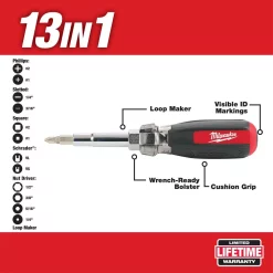 Screwdrivers & Nut Drivers Milwaukee 13-in-1 Multi-Tip Cushion Grip Screwdriver With Schrader Bit -Deals Power Tool Accessories Store milwaukee multi bit screwdrivers 48 22 2881 e1 1000