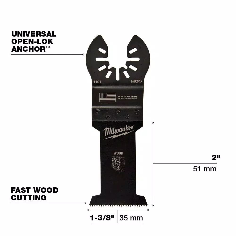 Oscillating Tool Attachments Milwaukee 1-3/8 In. High Carbon Steel Universal Fit Wood Cutting Oscillating Multi-Tool Blade (10-Pack) 5 Oscillating Tool Attachments Milwaukee 1-3/8 In. High Carbon Steel Universal Fit Wood Cutting Oscillating Multi-Tool Blade (10-Pack) - Image 3