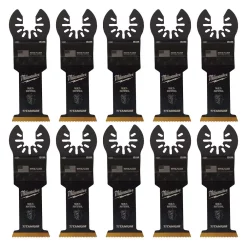 Oscillating Tool Attachments Milwaukee 1-3/8 In. Titanium Bi-Metal Universal Fit Wood And Metal Cutting Oscillating Multi-Tool Blade (10-Pack)