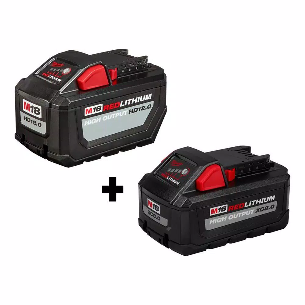 Power Tool Batteries Milwaukee M18 18-Volt Lithium-Ion High Output Battery Pack 12.0Ah W/ HIGH OUTPUT XC 8.0Ah Battery 3 Power Tool Batteries Milwaukee M18 18-Volt Lithium-Ion High Output Battery Pack 12.0Ah W/ HIGH OUTPUT XC 8.0Ah Battery