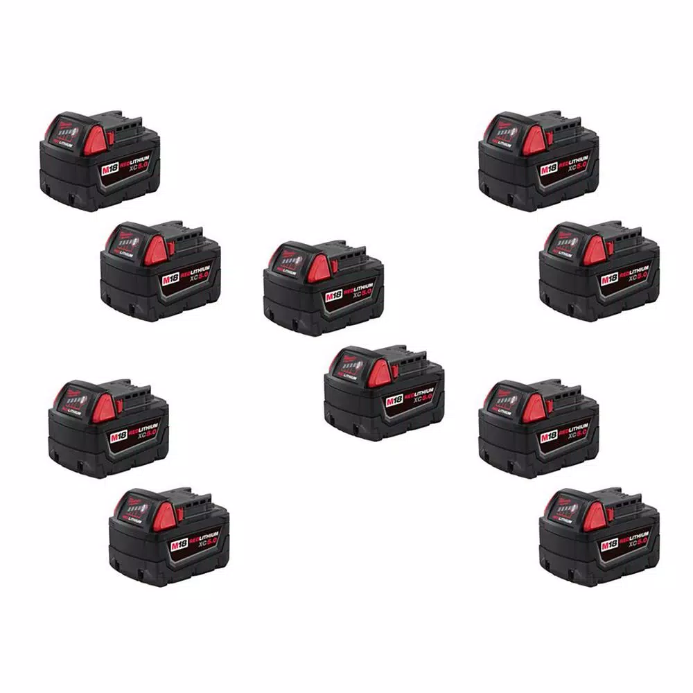 Power Tool Batteries Milwaukee M18 18-Volt Lithium-Ion XC Extended Capacity Battery Pack 5.0Ah (10-Pack) 3 Power Tool Batteries Milwaukee M18 18-Volt Lithium-Ion XC Extended Capacity Battery Pack 5.0Ah (10-Pack)