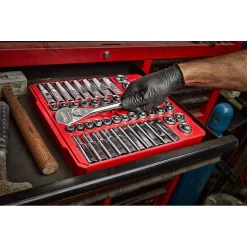 Hand Tool Sets Milwaukee 1/2 In. Drive SAE/Metric Ratchet And Socket Mechanics Tool Set (47-Piece) -Deals Power Tool Accessories Store milwaukee ratchet socket sets 48 22 9010 fa 1000