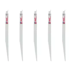 Milwaukee 12 In. 8/12 TPI. Multi-Material Cutting SAWZALL Reciprocating Saw Blades (5-Pack)