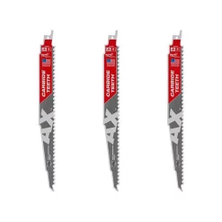 Milwaukee 9 In. 5 Teeth Per In. AX Carbide Teeth Demolition Nail Embedded Wood Cutting SAWZALL Reciprocating Saw Blades (3 Pack)
