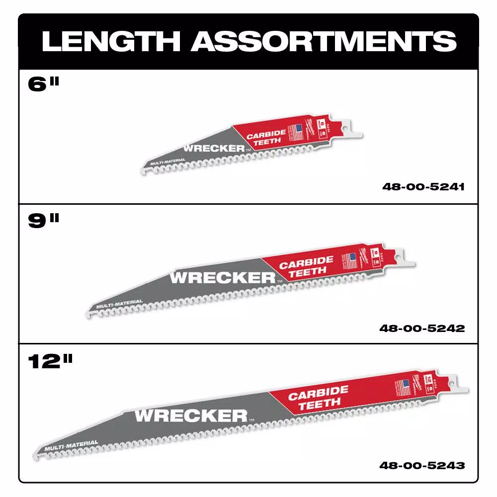 Saw Blades Milwaukee 12 In. 6 TPI WRECKER Carbide Teeth Multi-Material Cutting SAWZALL Reciprocating Saw Blade (5-Pack) 6 Saw Blades Milwaukee 12 In. 6 TPI WRECKER Carbide Teeth Multi-Material Cutting SAWZALL Reciprocating Saw Blade (5-Pack) - Image 4