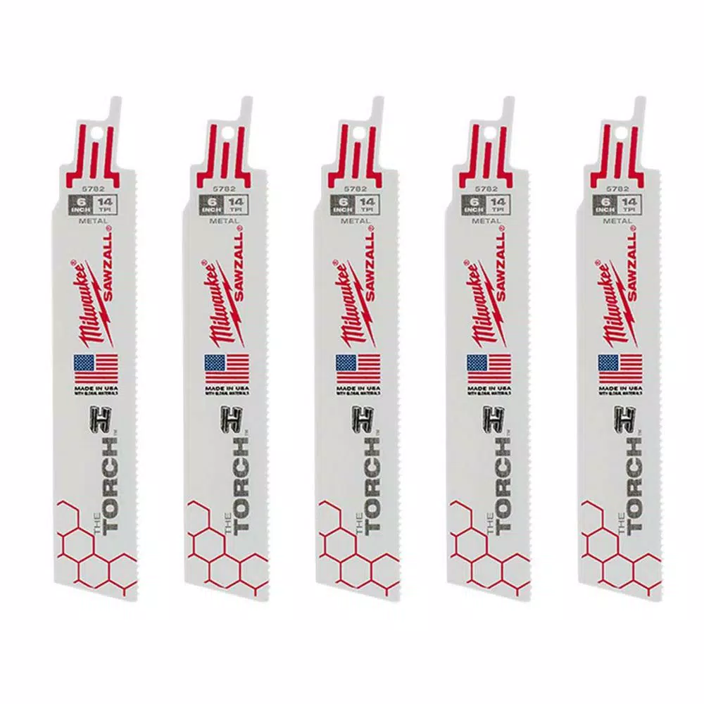 Milwaukee 6 In. 14 TPI Torch Medium Metal Cutting SAWZALL Reciprocating Saw Blades (5-Pack) 3 Milwaukee 6 In. 14 TPI Torch Medium Metal Cutting SAWZALL Reciprocating Saw Blades (5-Pack)