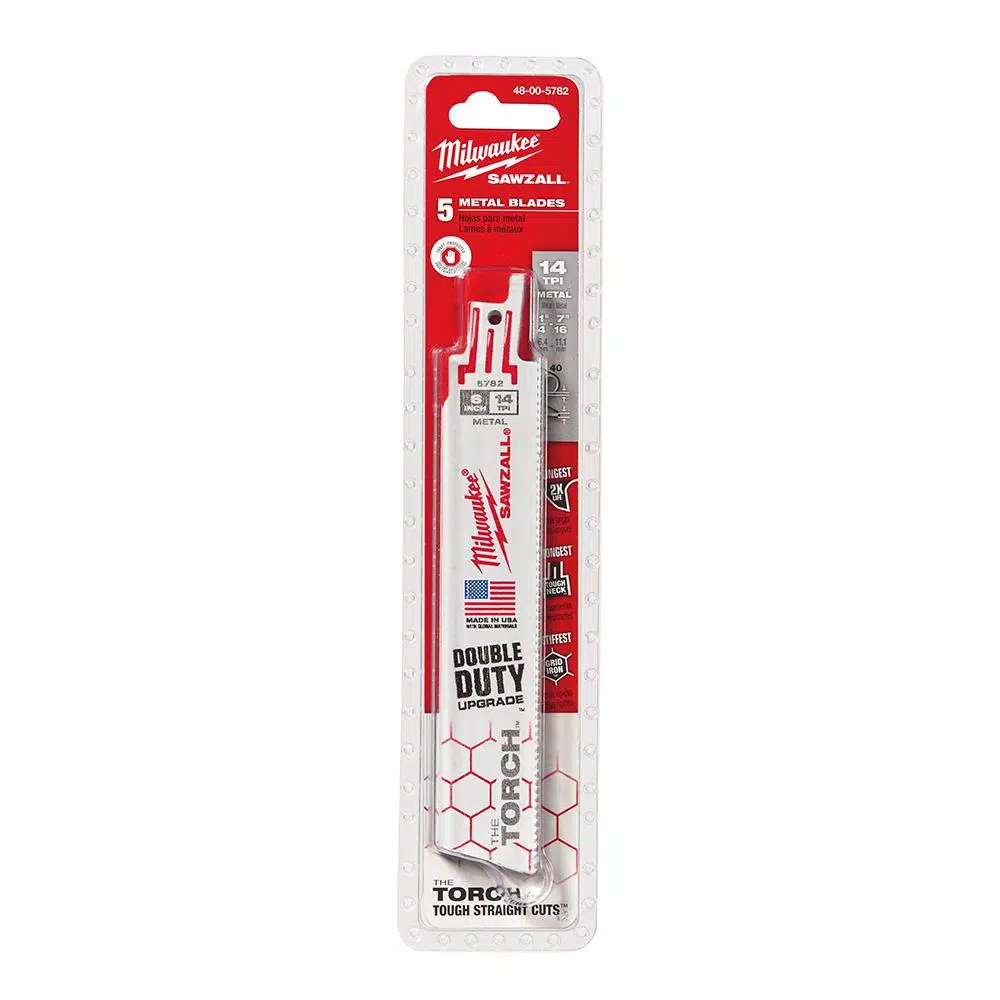 Milwaukee 6 In. 14 TPI Torch Medium Metal Cutting SAWZALL Reciprocating Saw Blades (5-Pack) 5 Milwaukee 6 In. 14 TPI Torch Medium Metal Cutting SAWZALL Reciprocating Saw Blades (5-Pack) - Image 3
