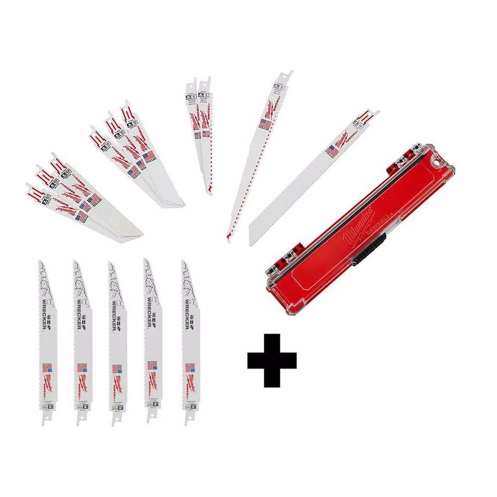 Saw Blades Milwaukee SAWZALL Wood And Metal Cutting Bi-Metal Reciprocating Saw Blade Set W/WRECKER Demolition Blades (15-Piece) 3 Saw Blades Milwaukee SAWZALL Wood And Metal Cutting Bi-Metal Reciprocating Saw Blade Set W/WRECKER Demolition Blades (15-Piece)