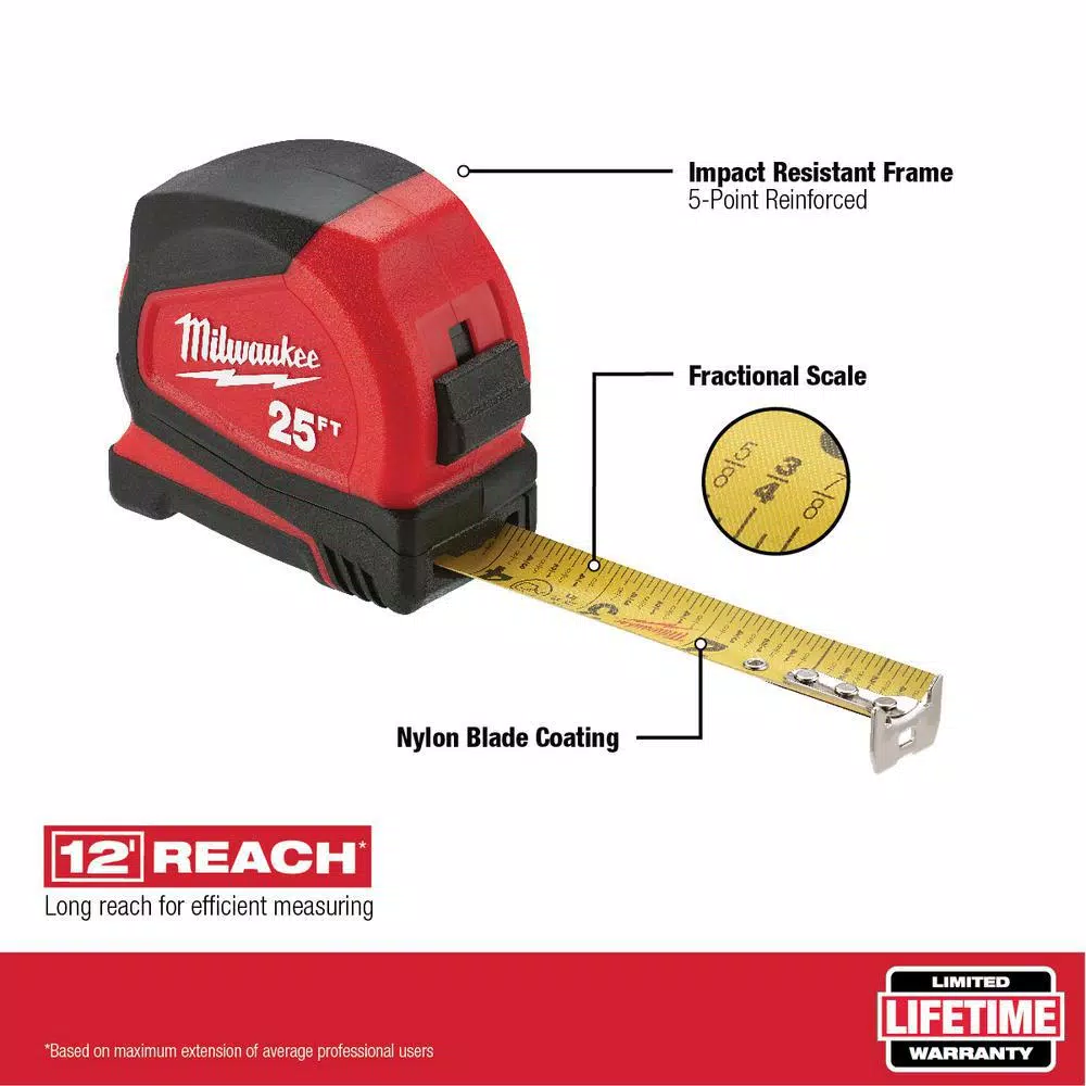 Cutting Tools Milwaukee Jobsite Straight Scissors W/ 25 Ft. Compact Tape Measure 5 Cutting Tools Milwaukee Jobsite Straight Scissors W/ 25 Ft. Compact Tape Measure - Image 3